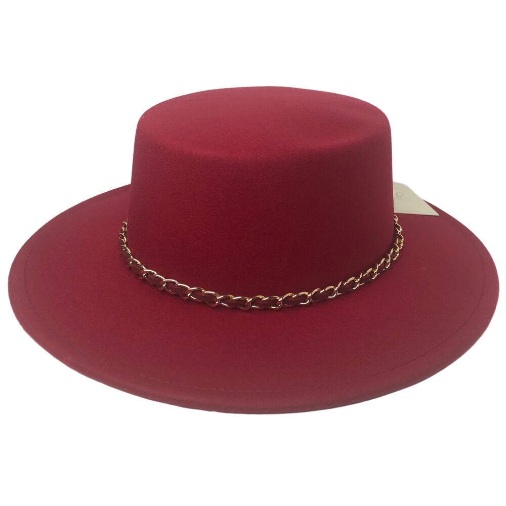 Riah Fashion Red Boater Hat - Picture 7 of 10